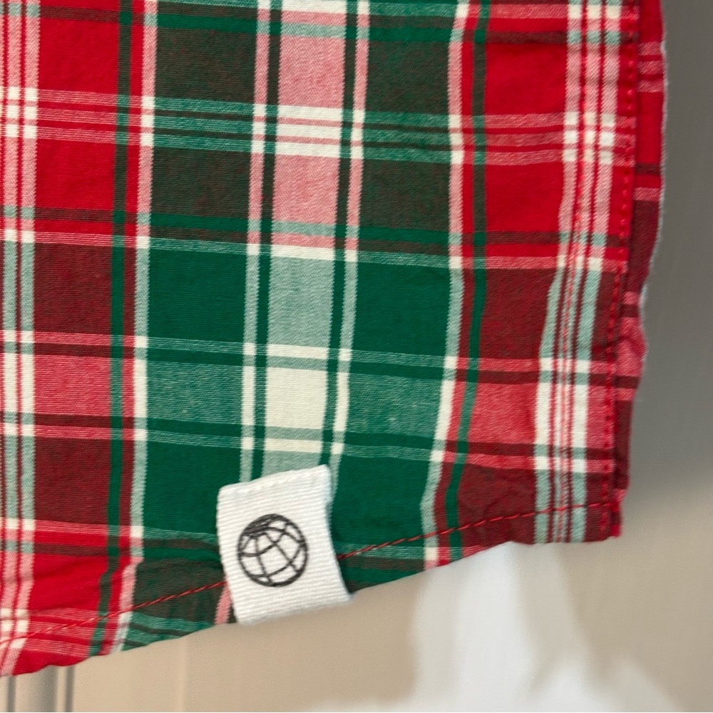 Free Planet Boys Size 5 Long Sleeve Button Up Red, Green, White Tartan - Picture 6 of 9